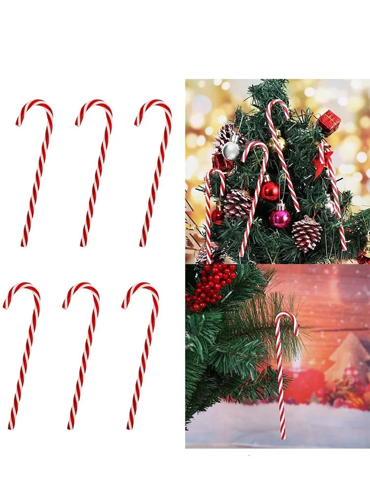 Decorações de Natal 6 peças de doces de rattan 15 28 cm plástico reutilizável para casamentos livrarias feriados decorações de árvores pingentes 231121