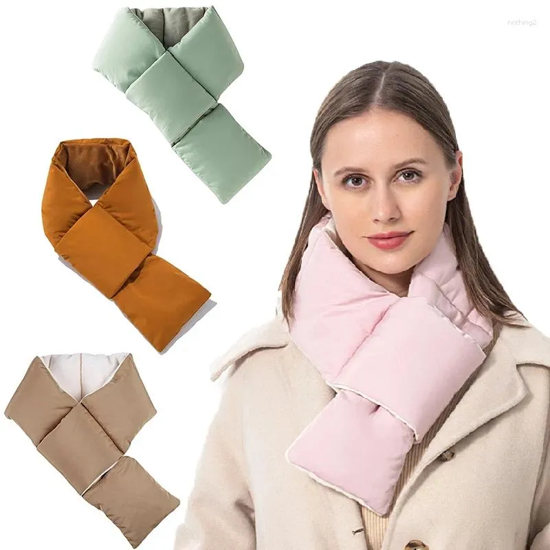 Lenços quentes para baixo-algodão xale envolve colarinho inverno mulheres cachecol pescoço-cruz pena veludo moda pescoço mais quente