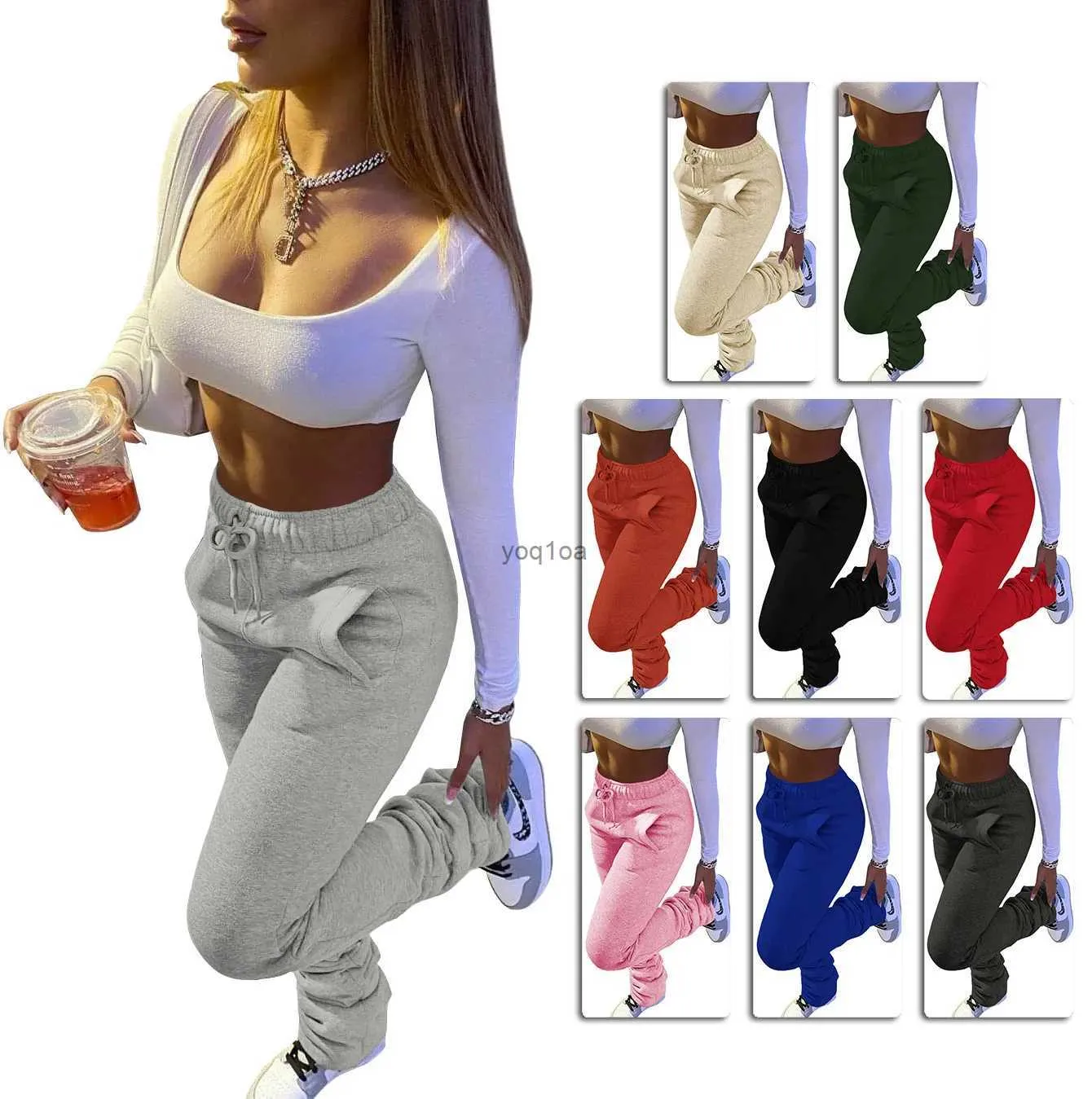 Pantaloni da donna Capris HOUZHOU Pantaloni invernali impilati Donna Streetwear Pantaloni sportivi da jogging Vita alta Pantaloni sportivi grigi Tuta Pantaloni sportivi Pantaloni femminiliL231121