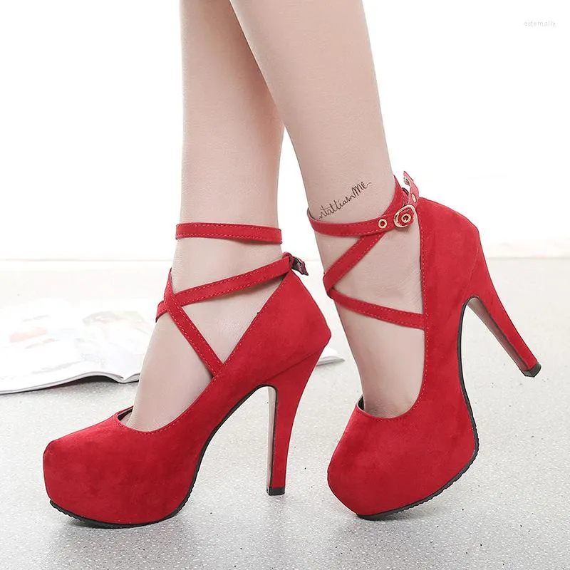 Chaussures Habillées Mode Femme Rouge Noir Escarpins Automne Talon Épais À Talons Hauts Femme La Tendance Des Talons Ultra Hauts