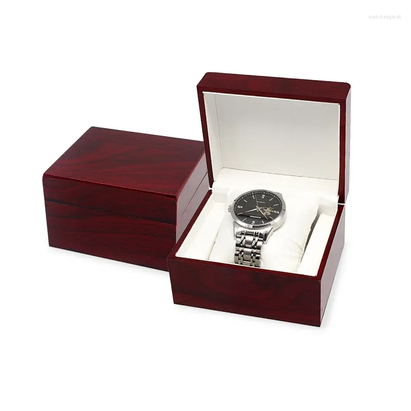 Astucci per gioielli Finestra Flip Top High-End Otto Grid 8-Posizioni Scatola per orologi con venature del legno Imballaggio in legno