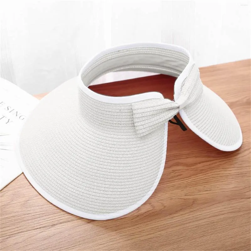 Wide Brim Hats Women Foldable Sun Visor Straw Visors Ladies Beach Summer Roll Up Travel Anti-ultraviolet Hat