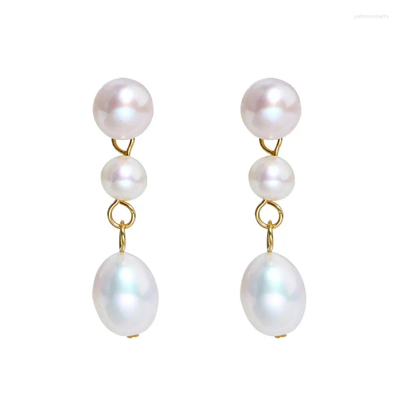 Boucles d'oreilles pendantes en argent 925, véritable perle d'eau douce, goutte pour femmes, jolis bijoux de mariage, cadeaux tendance 2023