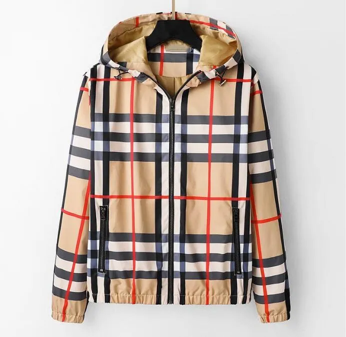 Veste Homme Patchwork à Capuche - Style Décontracté, Imprimé Carreaux, Fermeture éclair, Mi-saison