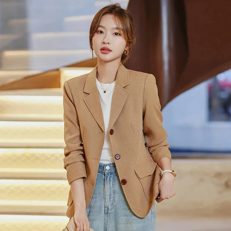 Brown Blazer And Khaki Suit Jacket Womens Elegant Womens Office Blazer Shop  Now For Premium Quality, Regular Fit Korean Style Jacket! From Dhgate  Womens Suits Blazers Price
