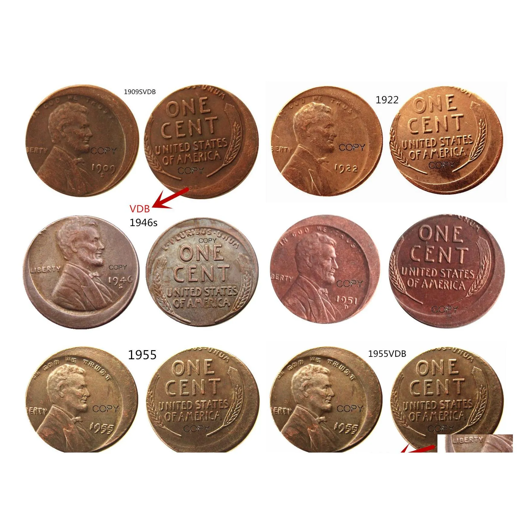 Искусство и ремесла Us Wheat Penny Head 5 шт. Различные ошибки со смещением от центра Аксессуары для подвесок для рукоделия Копирование монет Прямая доставка домой G Dhonc