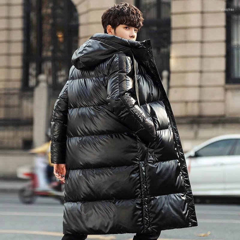 Veste longue à capuche pour homme, Parka épaisse et chaude, manteau d'extérieur, brillant, à la mode, 2023