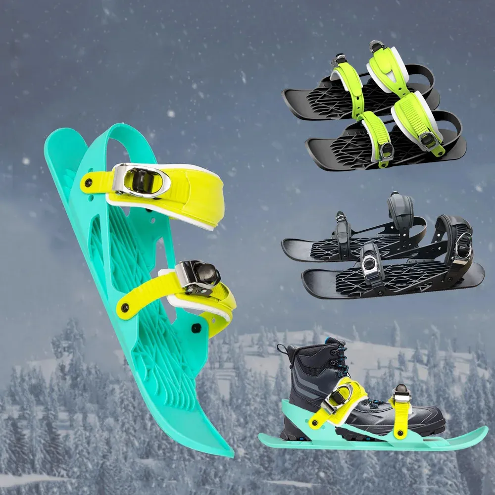 Slittino Sci invernale Pattini Scarpe Skiboard Mini Snowblades Pattini per sport all'aria aperta Sci Attacchi resistenti all'usura regolabili 231120