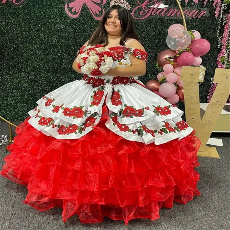 red black and white quinceanera dress