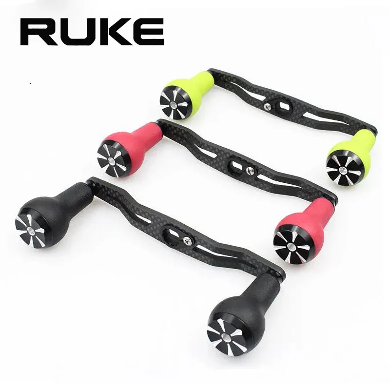 Fly Fishing Reels2 RUKE Reel Handle 130MM Carbon TPE Material Knob For  Baitcasting Hole Size 8 5 7 4mm Accessory 231120