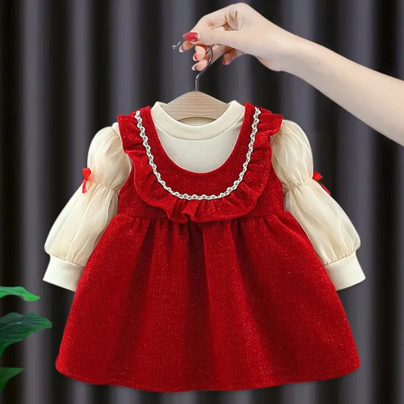 Zestawy odzieży jesienne zimowe dziewczynki stroje ubrania maluchowe koszulki sukienek w paski do dziewcząt Bożego Narodzenia
