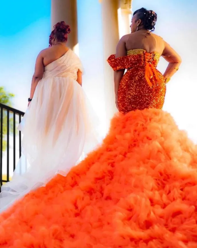 orange wedding dress