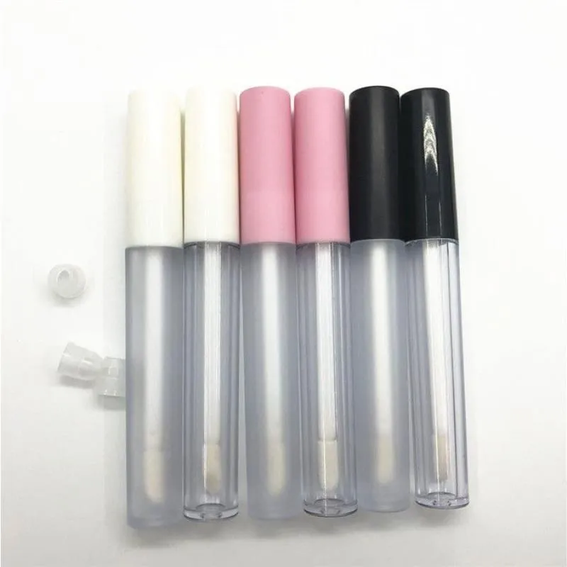 25ML Frosted Clear Empty Lip Gloss Containers Tube 3ML Lid Balm Lid & Brush Tip Applicator Wand Rubber Stoppers for DIY Lip Refillable Lsjn