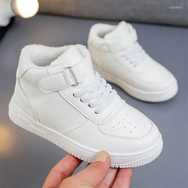 Atletische schoenen Kinderen Sneakers Boy Girl Casual Leer Leer Soft Flat High Waterproof White Red Boot Chaussure Enfant