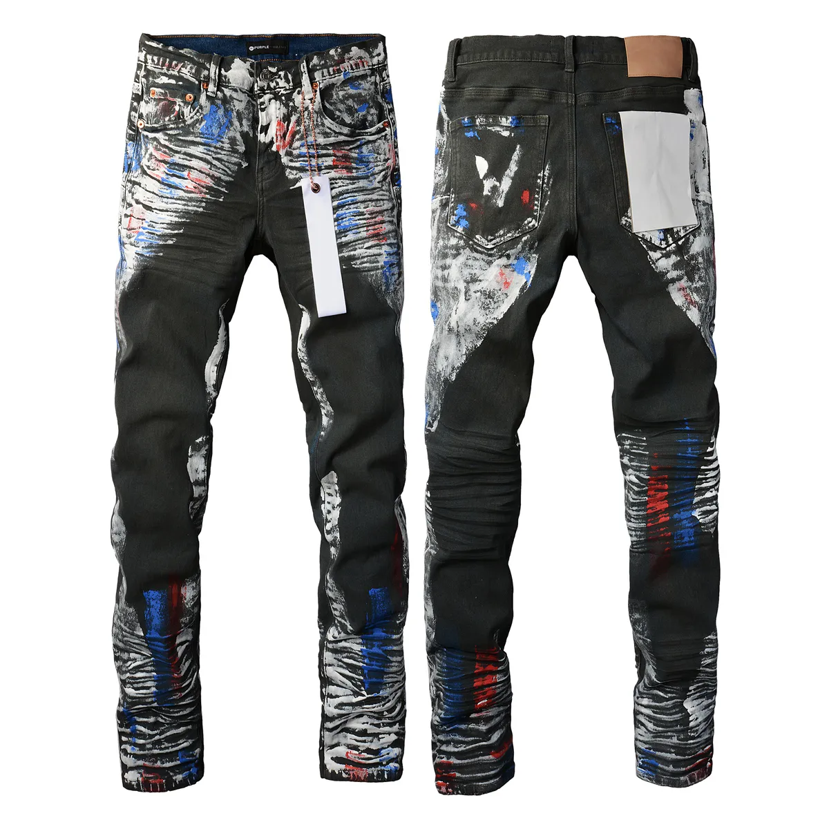 Designer Mens Jeans Purple Jeans High Street Ksubi Hip Hop Ripped High Street Brand Patch Hole denim Straight Fashion 6746