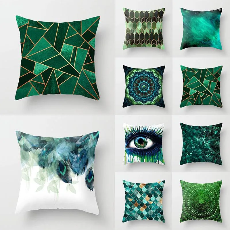 Kussensloop groene serie kussenomslag ooggeometrie abstracte decoratieve bank covers Home Decor Throw Cillowcase 45 45cm