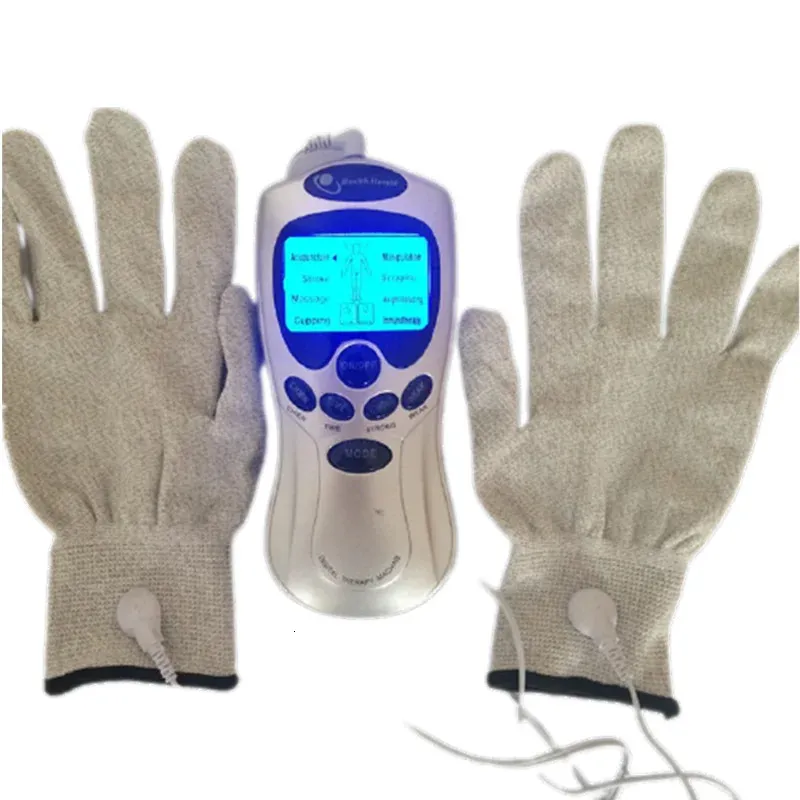 Back Massager 8 Modes Electronic Pulse Therapy Massage Tens Acupuncture Unit Electrode Gloves Physiotherapy Body Muscle Relaxation 231121