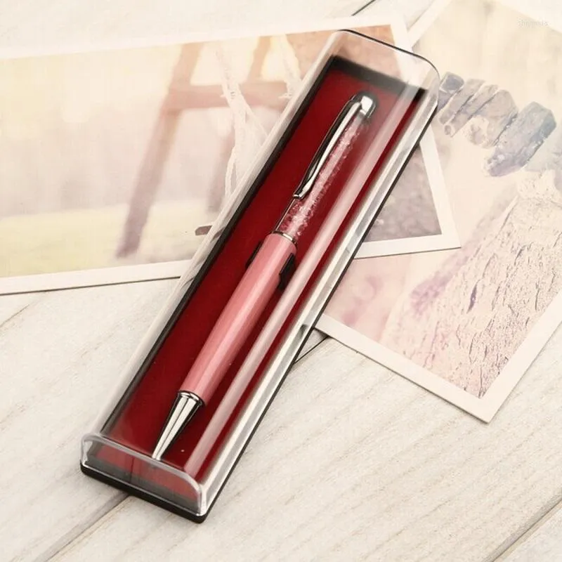 Emballage cadeau clair étuis à crayons transparents avec fond de couleur rouge stylo en plastique boîtes d'emballage rectangulaires WB852