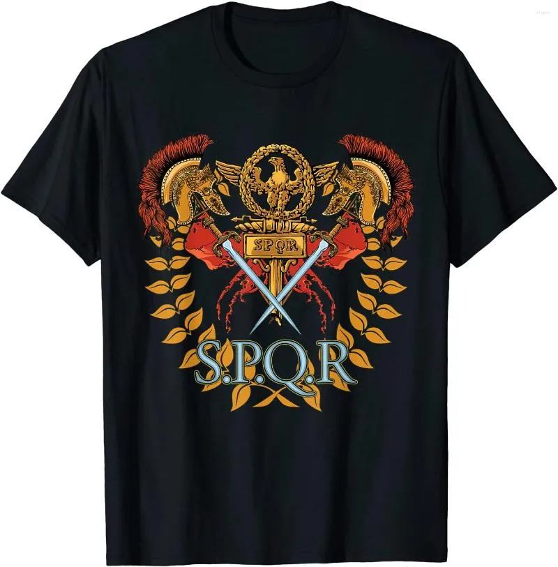 Camisetas masculinas SPQR Roma Antiga Império Romano Camisetas masculinas de manga curta casual algodão gola redonda camisetas de verão