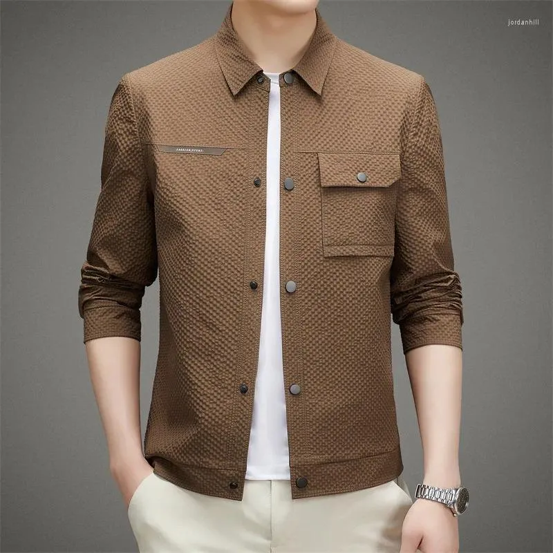 Jaquetas masculinas 2023 primavera e outono polo colarinho jaqueta casaco juventude coreano camisa casual