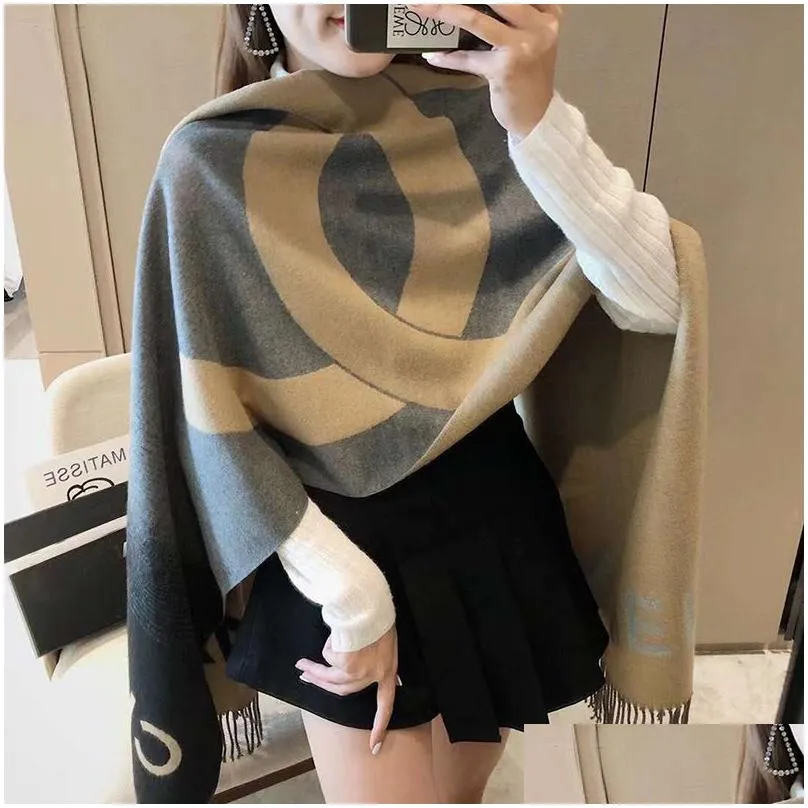 2022 winter poncho shawl cashmere c scarf for women fashion pashmina wraps thick warm female blanket foulard stole