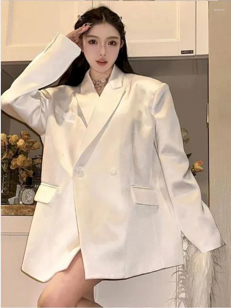Trajes de mujer UNXX chaqueta de otoño primavera señoras Blanco sólido Blazers suaves chaquetas casuales prendas de vestir Oficina señora ropa de mujer Harajuku