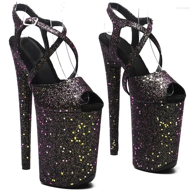 Sandals LAIJIANJINXIA 23CM/9inches Glitter Fashion Sexy Exotic High Heel Platform Party Pole Dance Shoes 071