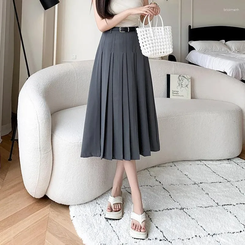 Юбки женские элегантные модные плиссированные длинные черные юбки с большим подолом женская одежда для девочек корейский шикарный повседневный Faldas Largas Py9169-1