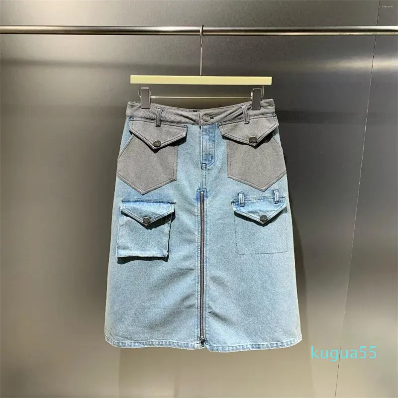 Gonne 2023 Estate Moda di lusso Donna Gonna casual midi in denim patchwork di alta qualità per donna Gdnz