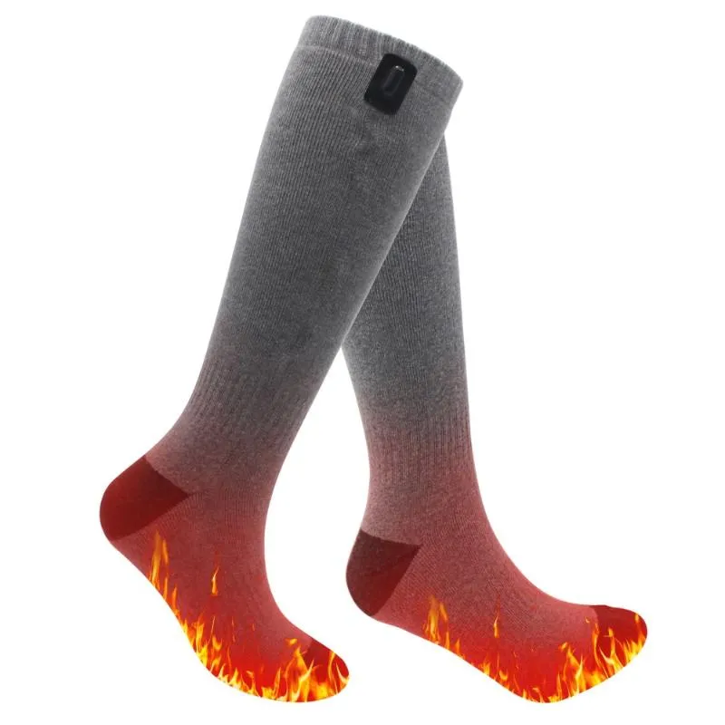 Sportsokken winterjaar geschenk USB warmte knie hoge kousen 5v verwarming verwarming katoen grijze mannen vrouwen 38-44Sports