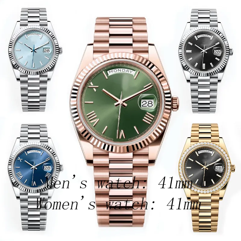 Date Watch Mens moissanite Watches Man Watch Day date Automatic Wristwatch 40mm Auto Movement Sapphire Glass Stainless Steel Presidential Strap Orologio Di Lusso