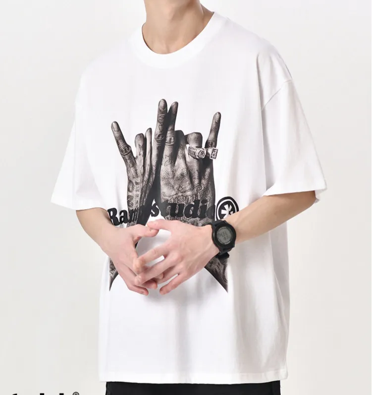 2023 новый тренд хип-хоп рок американская футболка с круглым вырезом с принтом мужская летняя мужская уличная свободная футболка с короткими рукавами