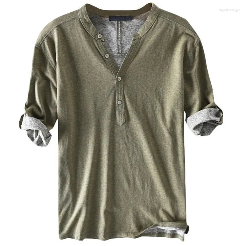 Men's Casual Shirts European Men Loose Shirt Summer Mid Sleeve Pure Cotton Male Streetwear Plus 5XL Khaki Polo Army Green