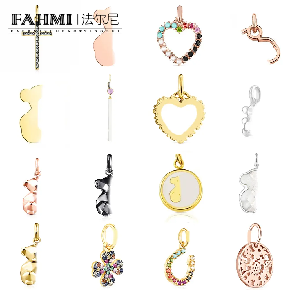 FAHMI Classic Fashion Heart Shaped Bear Star Moon Cross Pendant Special gifts for Mother Wife Kids Lover Friends