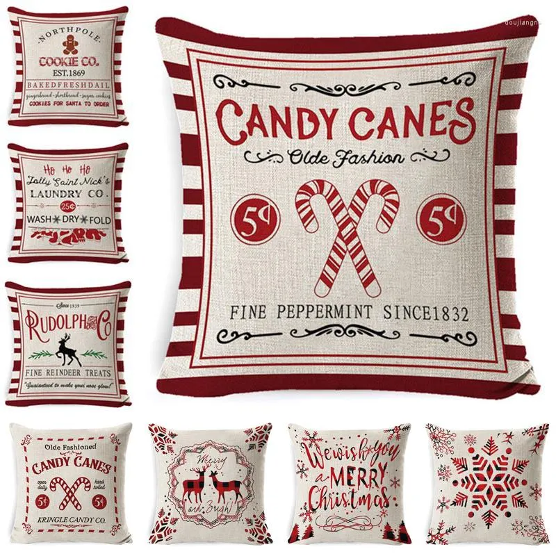 Pillow Case Christmas Cushion Cover 45 Pillowcase Sofa Cushions Cases Cotton Linen Covers Home Decor 2023