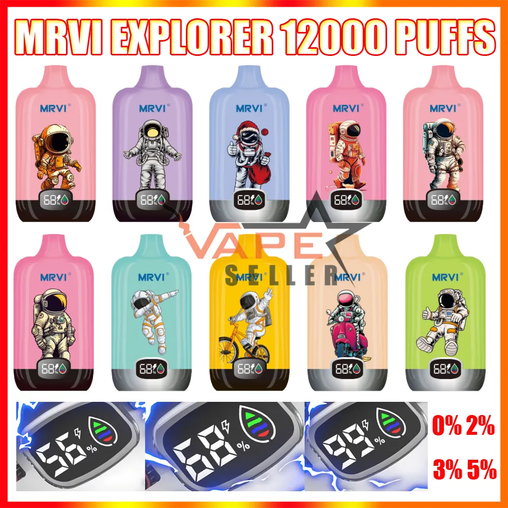 Original Puff 12K RandM Digital Box MRVI Explorer 12000 Puffs Disposable Vape E Cigarette With Battery Juice Display 650mAh Battery 22ml Pod Monkey King Device