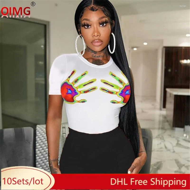 Women's Tracksuits 10 Wholesale Summer Outfits Women Two 2 Pieces Set Short Sleeve White T-shirt Shorts Matching Sets Sports Suits 9635
