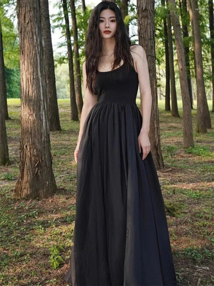 Womens Ankle-Length Black Polyester Dress with Empire Waistline and Hooded  Collar, Short Flutter Sleeves, Peplum Detail