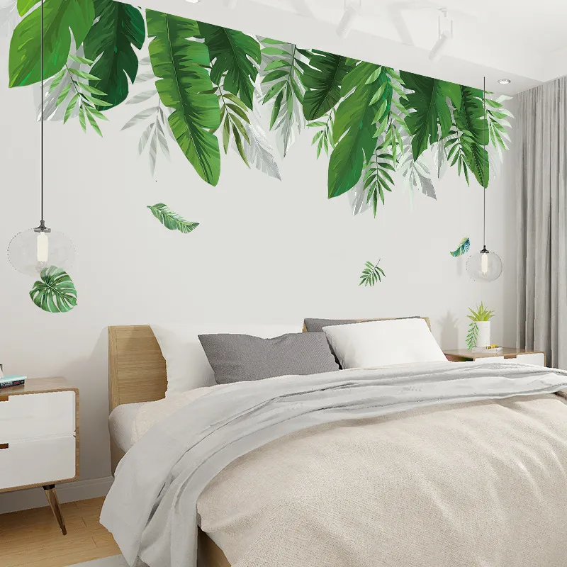 Adesivos de parede plantas tropicais folha de banana para quarto de estar decoração de decalque de vinil Posters 230420