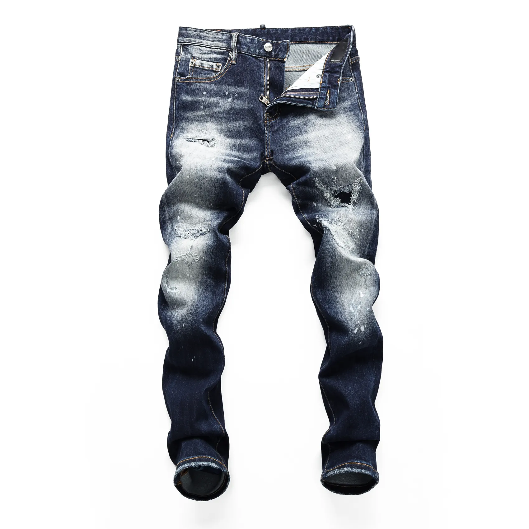 DSQ Phantom Turtle Men's Jeans Mens Italiaanse jeans skinny gescheurde coole kerel causaal gat denim modemerk fit jeans gewassen broek 65293