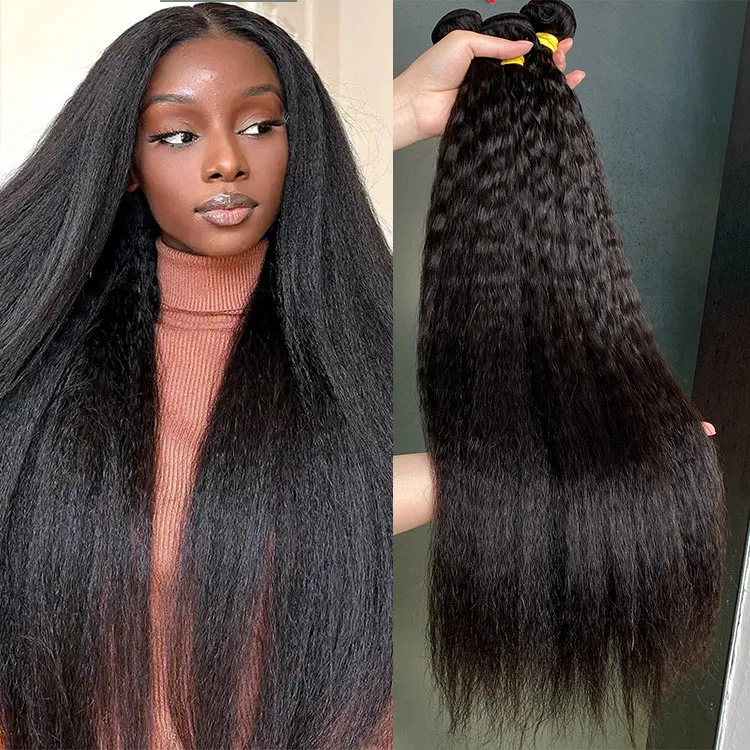 Kinky Straight 100% Raw Human Hair Bundles 3 Pièces 100g / pcs Haute Qualité Mode Péruvienne Indain cambodgien Brésilien Vierge Extensions de Cheveux Vente