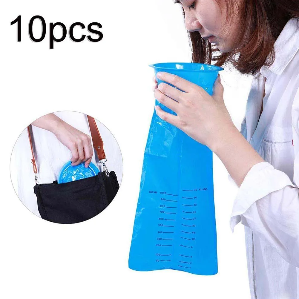 Trash Bags 10Pcs 1000ML Handle Disposable Bag Outdoor Travel Car Airplane Motion Sickness ick Nausea Vomit Storage Clean Supplies 230421