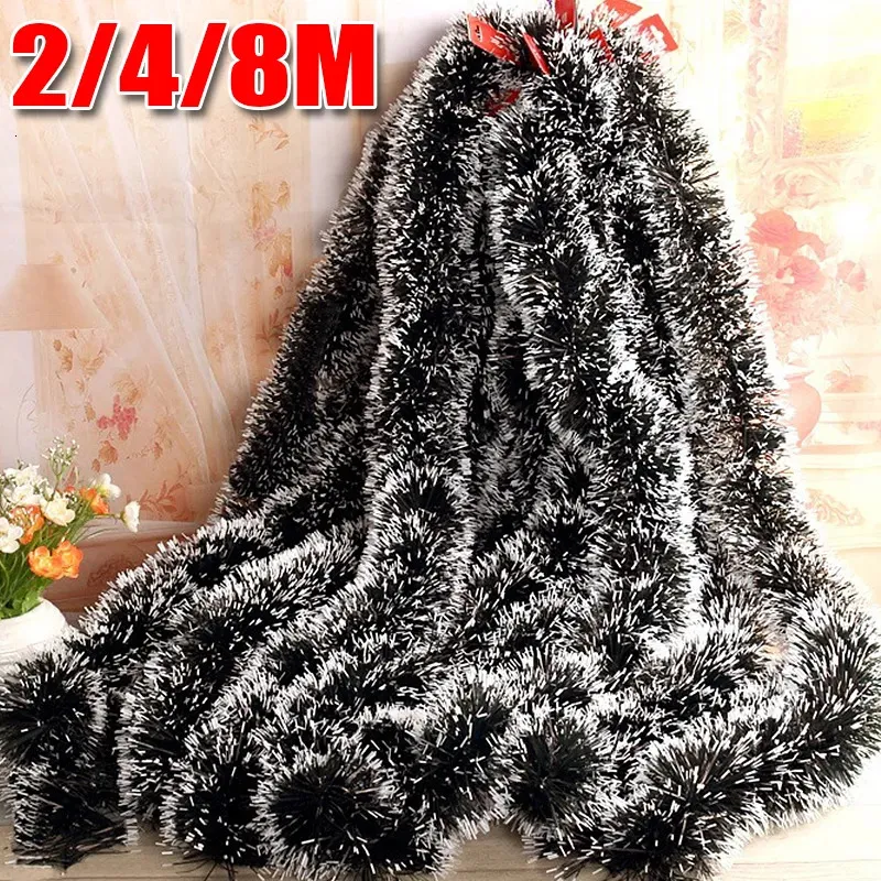 Christmas Decorations 28 meter decoration ribbon granite tree hanging pendant decorated with green vine Tinsel Wreath for Years party home 231121
