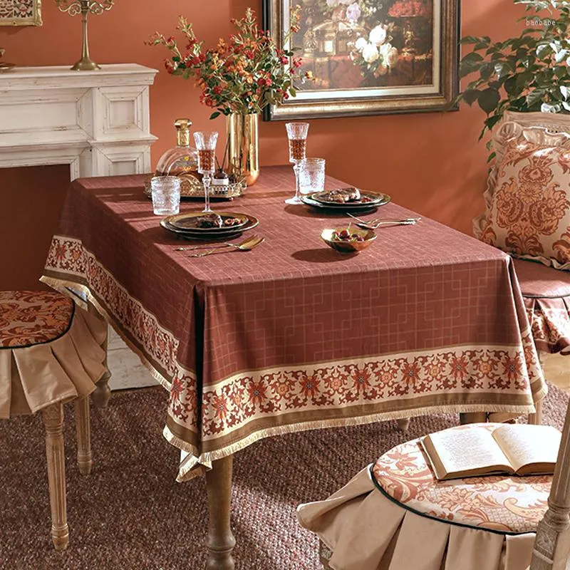 テーブルクロスアメリカンチェック柄のテーブルクロスユーロプリントフラワーズシリーズコーヒー長方形のレトロなクリスマスレッドパーティーの装飾