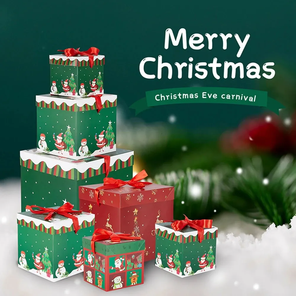 Christmas Decorations 3PCSSET Decorative Nesting Boxes Large Size Year Navidad Gifts Xmas Tree Wrap Home Party 231120