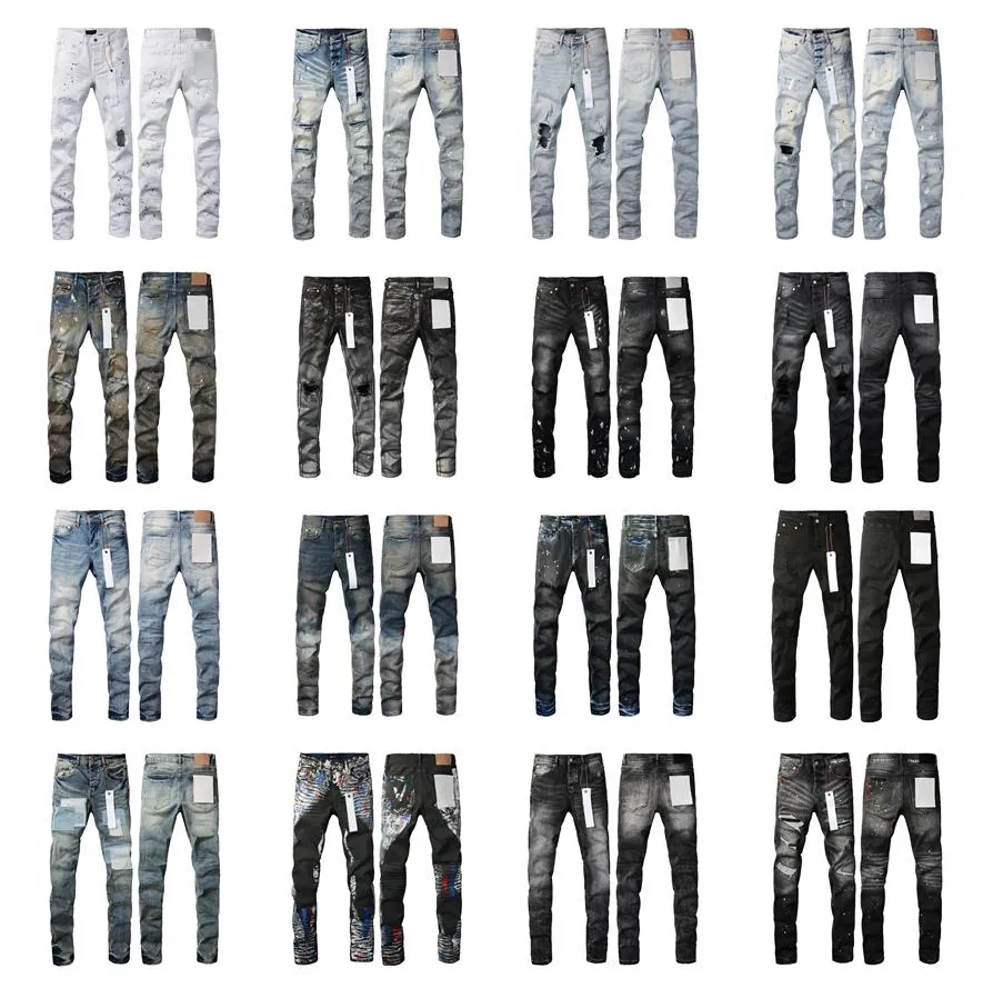 Designer Heren Jeans Paarse jeans high street Ksubi hiphop Gescheurd High Street Merk Patch Hole Denim Straight Fashion