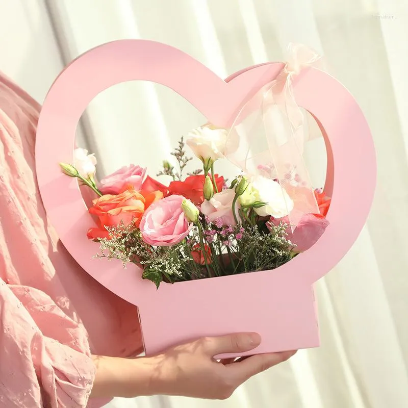Emballage cadeau 5 pièces amour fleur panier en forme de coeur creux saint valentin boîte emballage papier doux fête mariage décoration