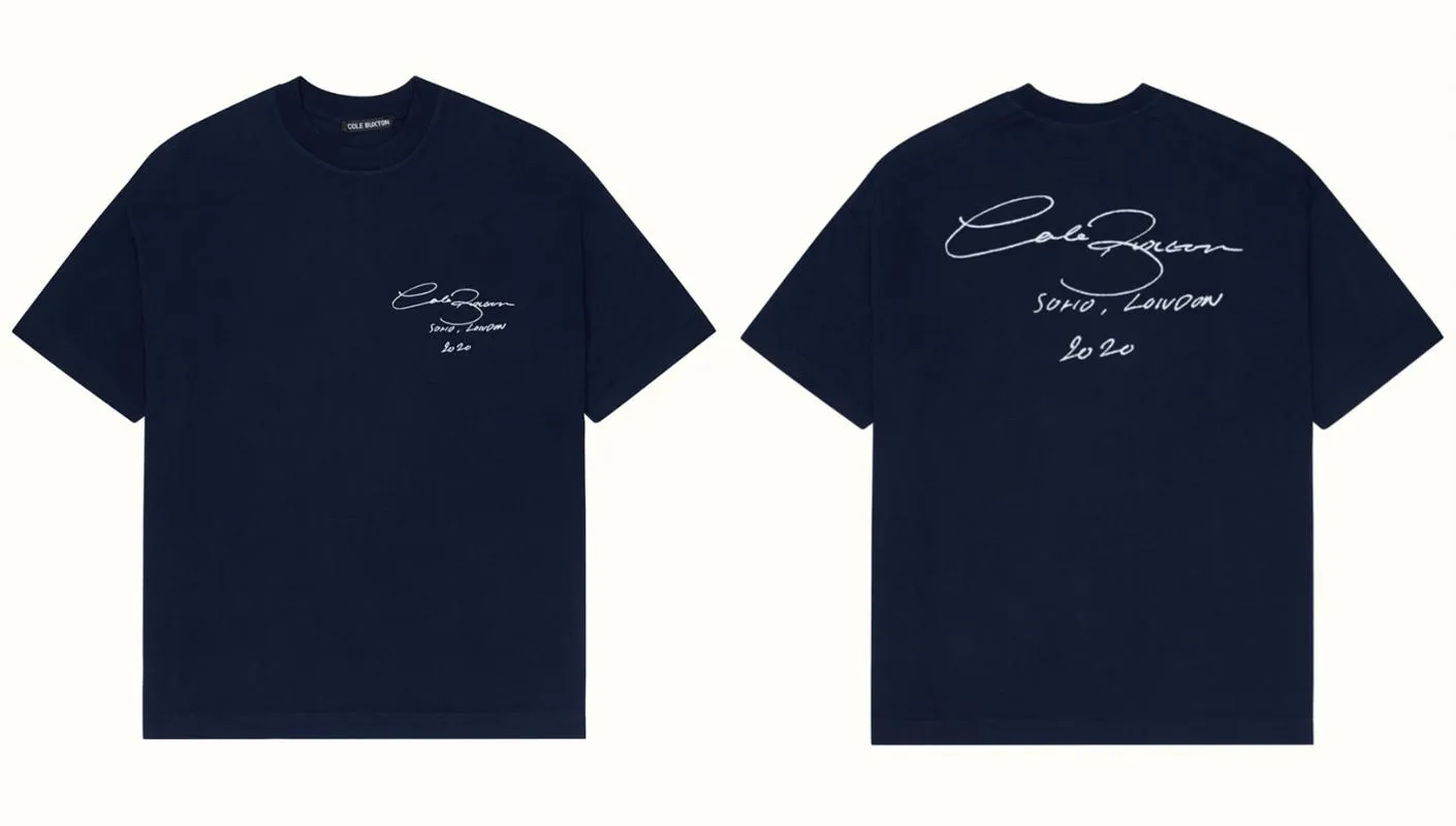 Herr t-skjortor cole buxton t-shirt designer sommarstil brun royal blue skrapad slogan tryck cb casual short hylsa topp tees lösa 197