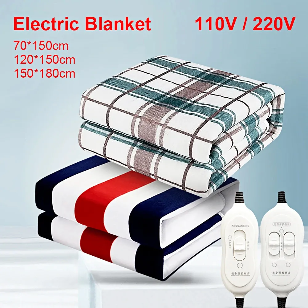 Couverture électrique 110 V 220 V couverture électrique chauffages plus épais drap de lit pour la maison tapis thermique matelas chauffant Thermostat d'hiver Double coussinets chauffants pour le corps 231120