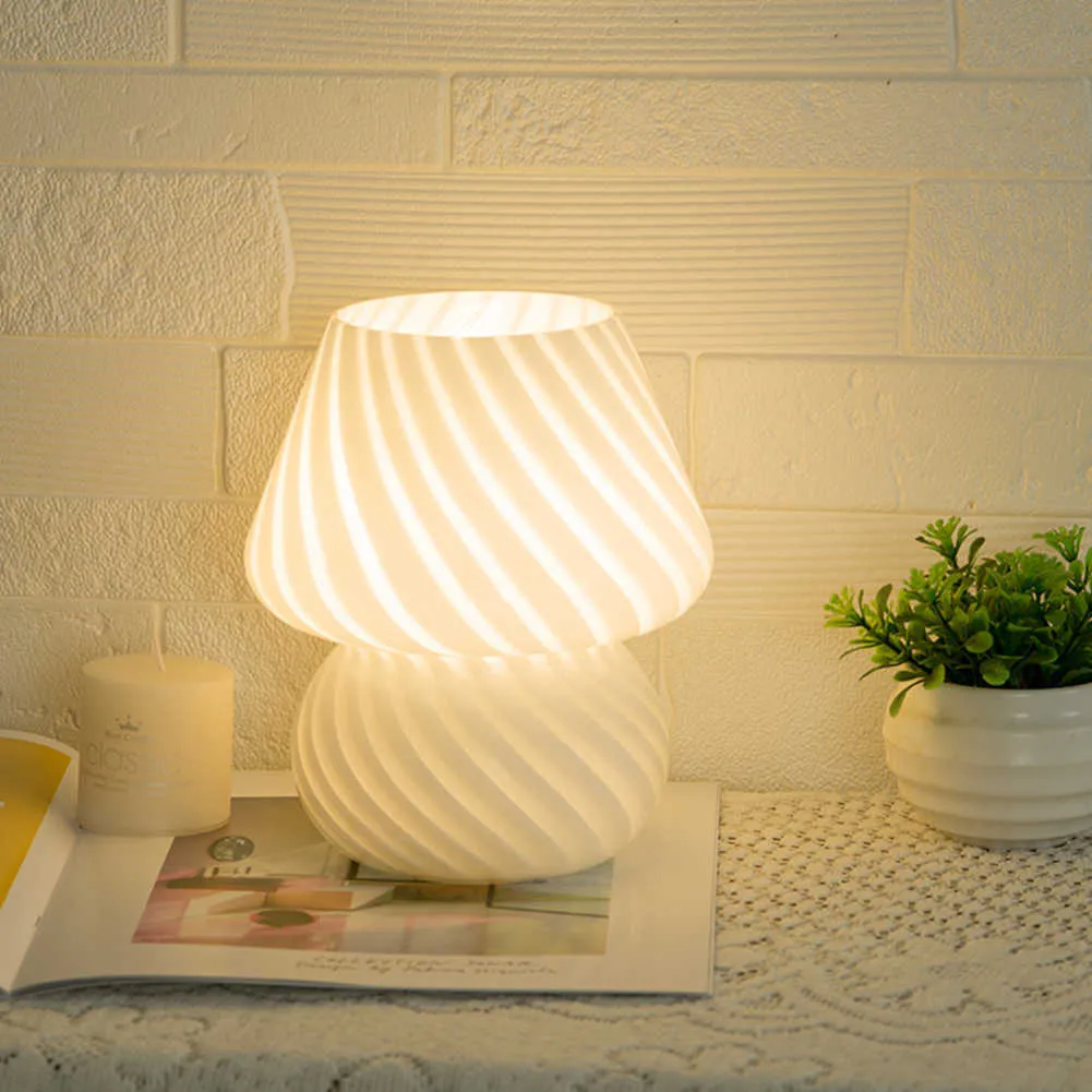 S Glass LED sypialnia sypialnia nocna lampa biurka dla dziecięcego lampa urocza grzybowa kształt dekoracji światła stołowe aa230421